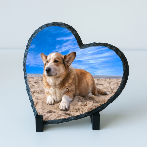 Personalized Heart-Shaped Rock Slate Photo Frame - Image 2