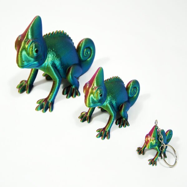 Eco-Friendly 3D Printed Chameleon Figurine – Iridescent Bioplastic Lizard Decor - Image 2