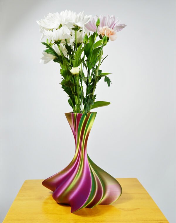 3D Printed Iridescent Spiral Vase – Futuristic Home Decor and Unique Gift Idea - Image 2