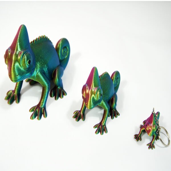 Eco-Friendly 3D Printed Chameleon Figurine – Iridescent Bioplastic Lizard Decor - Image 3
