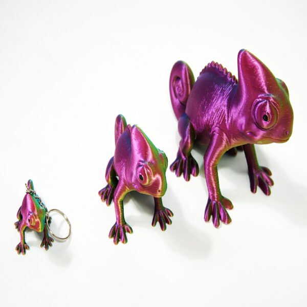 Eco-Friendly 3D Printed Chameleon Figurine – Iridescent Bioplastic Lizard Decor - Image 4