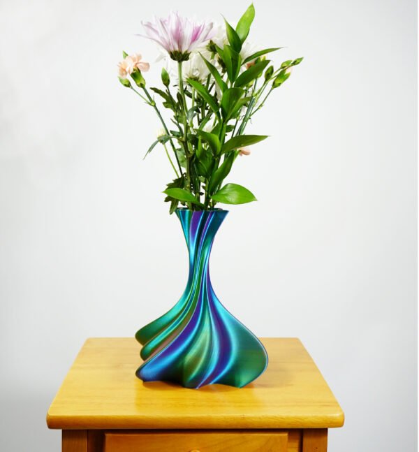 3D Printed Iridescent Spiral Vase – Futuristic Home Decor and Unique Gift Idea - Image 4