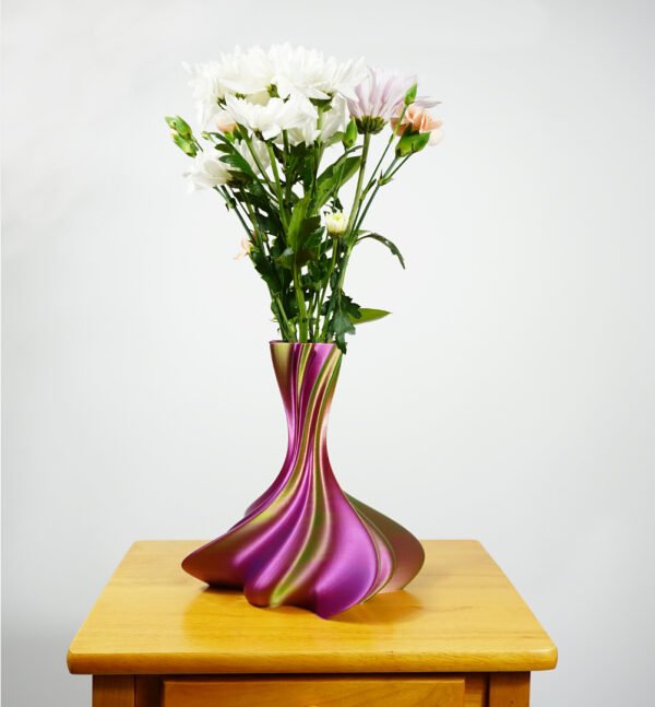 3D Printed Iridescent Spiral Vase – Futuristic Home Decor and Unique Gift Idea - Image 5