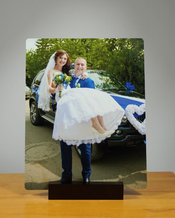Custom Metal Photo Print with Black Wood Stand - Image 3